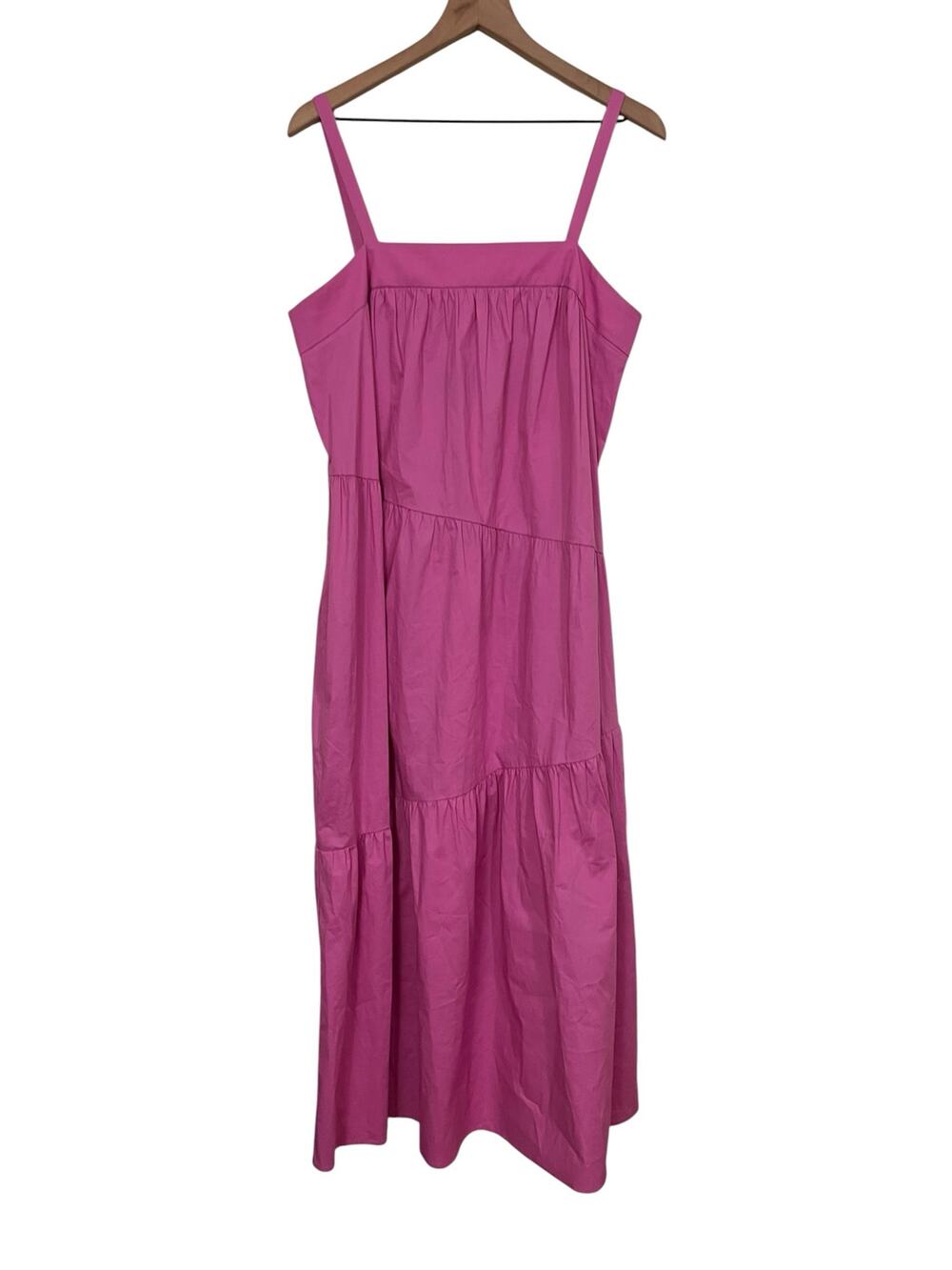 Donna Morgan Tiered Cotton Blend Maxi Dress Pink with Pockets Dress Size 14